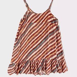 Urban Outfitters Womens Small Spaghetti Strap Top Short Dress Striped Orange